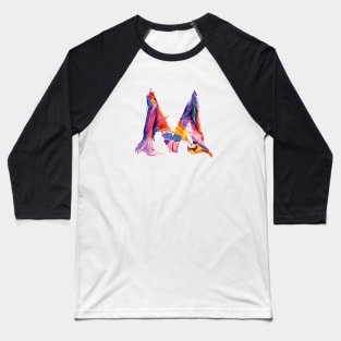 Colorful Painted Initial Letter M Baseball T-Shirt